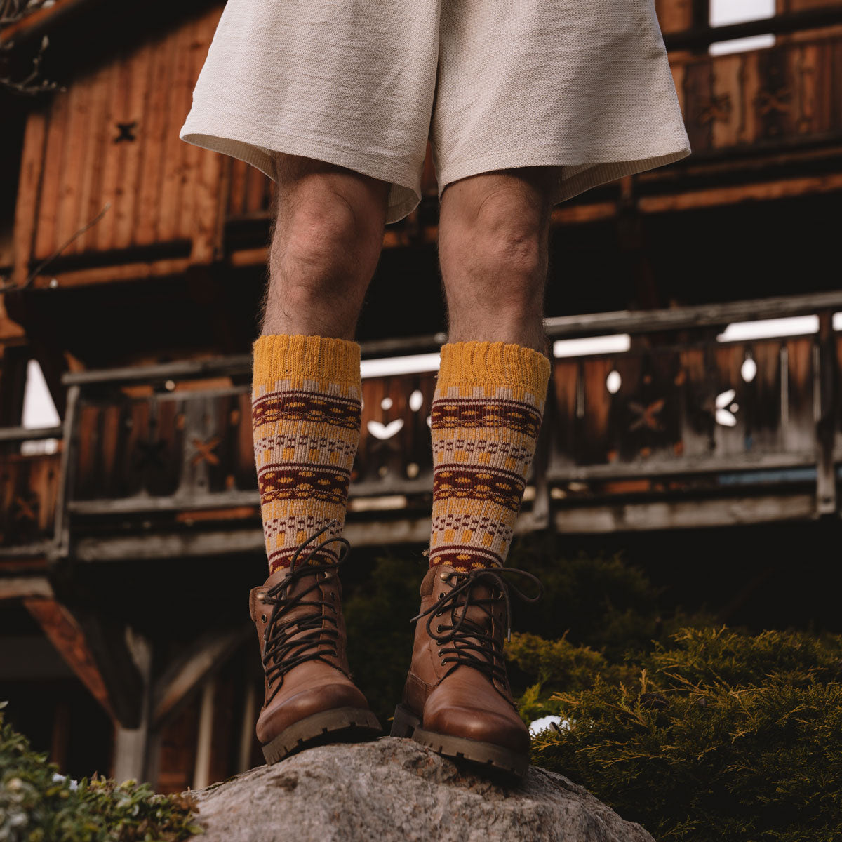 Chaussettes De Bottes Sofia Vitali – Tan Avec Boutons Et Revers – Taille Unique Femme